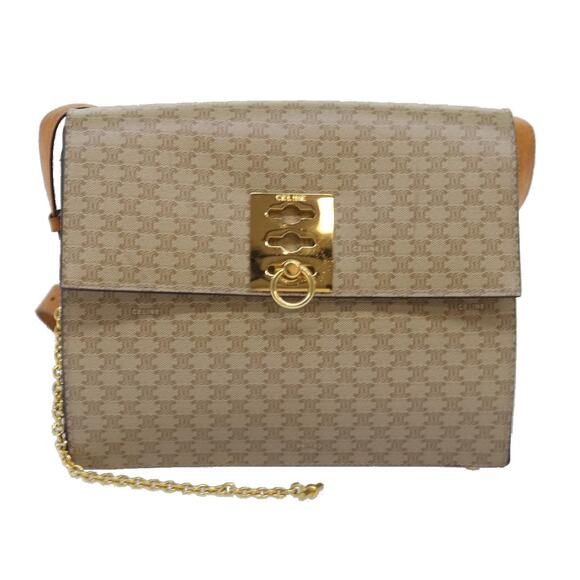 CELINE Macadam Canvas Shoulder Bag Beige - Picture 2 of 12